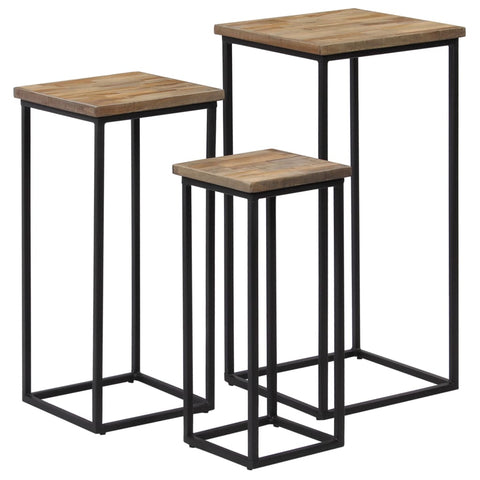 3 Piece Plant Table Set Reclaimed Teak 246088