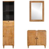 Bathroom Furniture Set with Drawer 3 pcs Brown Solid mango wood 3310067
