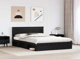 Bed Frame with Headboard Black 140 x 190 cm Solid Pine Wood 3410081