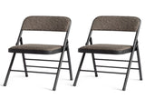 2pcs Black Patterned Padded Folding Chairs, Conference Event Chairs with Soft Seat , 20404323