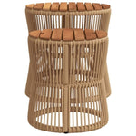 ZNTS Garden Side Tables 2 pcs with Wooden Top Beige Poly Rattan 366293