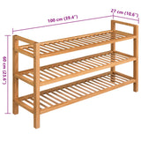 ZNTS Shoe Rack with 3 Shelves 100x27x60 cm Solid Oak Wood 244209