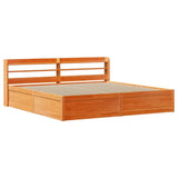 Bed Frame with Headboard Wax Brown 200x200 cm Solid Wood Pine 3307073