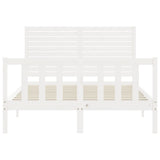 Bed Frame without Mattress White Double Solid Wood Pine 3193182