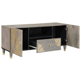 TV Cabinet with Drawer Grey 105 x 33 x 46 cm Solid Mango Wood 4018786