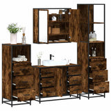 ZNTS 4 Piece Bathroom Furniture Set Smoked Oak Engineered Wood 3301282