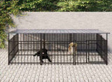 Outdoor Dog Kennel with Roof Steel 3.75 m 3124607