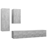 4 Piece TV Cabinet Set Concrete Grey Engineered Wood 3079152