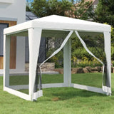 ZNTS Party Tent with 4 Mesh Sidewalls 2.5x2.5 m White 48521