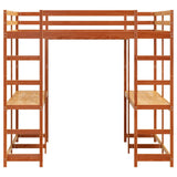 Loft Bed with Desk and Ladder Wax Brown 160x200 cm Solid Wood Pine 3284235