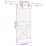 Sliding Door NARVIK Natural and Black 90 x 210 cm 3445380
