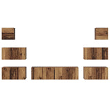 TV Cabinet Set Wall-mounted 8 pcs Old Wood Engineered Wood 3393153