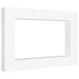 8 Piece TV Cabinet Set White Engineered Wood 3078670