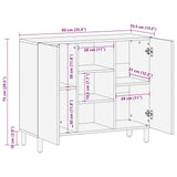 Sideboard 90x33.5x75 cm Solid Rough Wood Mango 4018656