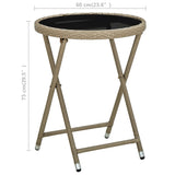 Tea Table Beige 60 cm Poly Rattan and Tempered Glass 310559