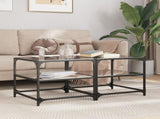 Coffee Tables with Black Glass Top 2 pcs 50x50x45 cm Steel 846009