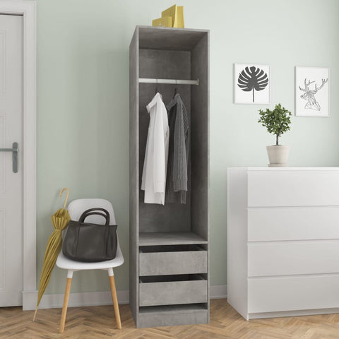 Wardrobe with Drawers Concrete Grey 50x50x200 cm Engineered Wood 800616