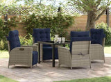 Garden Dining Set with Cushion 5 pcs Grey and Black Rattan 3380583
