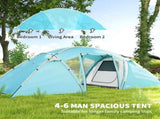 4-6 Man Family Camping Tent w/ 2 Bedrooms and a Living Room, Waterproof Tunnel Tent w/ Sewn In T3398P349062