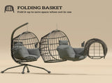 Hanging Egg Chair Outdoor Indoor Swing Chair with Folding Basket and Thickened Cushion, T3398P314152