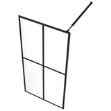 ZNTS Walk-in Shower Wall with Shelf Black 90x195 cm ESG Glass&Aluminium 3185456