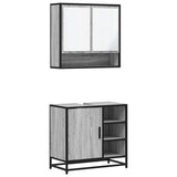 2 Piece Bathroom Furniture Set Grey Sonoma Engineered Wood 3300938