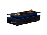Lift-Top Coffee Table, Highgloss Centre Table with 1 drawers & LED lights, Hidden storage space, N605P388254B
