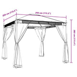 Gazebo with Mesh Walls Anthracite 2.93x2.93 m Steel 368435