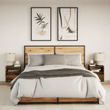 ZNTS Wall-mounted Bedside Cabinets with LED Lights 2 pcs Smoked Oak 3307984
