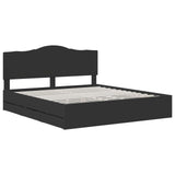 Bed Frame with Drawer Black 200 x 200 cm Engineer Wood 3413381
