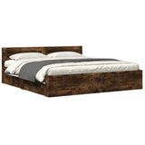 Bed Frame with Headboard without Mattress Smoked Oak 200x200 cm 3295538