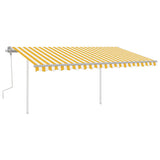 Manual Retractable Awning with LED 4.5x3.5 m Yellow and White 3070043