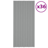 Roof Panel 36 pcs Grey 100 x 45 cm Galvanised steel 42047124