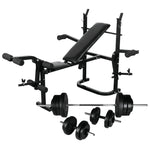 Weight Bench with Weight Rack, Barbell and Dumbbell Set 60.5kg 275363