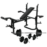 Weight Bench with Weight Rack, Barbell and Dumbbell Set 60.5kg 275363
