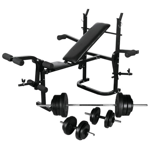 Weight Bench with Weight Rack, Barbell and Dumbbell Set 60.5kg 275363
