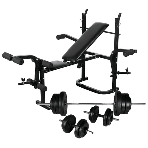 ZNTS Weight Bench with Weight Rack, Barbell and Dumbbell Set 60.5kg 275363