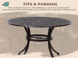 5 Pieces Garden Set for 4, Cast Aluminium Outdoor Set with 4 Armchairs and Round T3398P320369