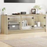 TV Cabinet with Glass Doors Sonoma Oak 102x37x42 cm 836408