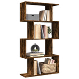 Room Divider Bookcase 4-Tier Smoked Oak 70x24x129 cm Engineered Wood 858106