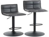 Set of Two Modern Faux Leather Bar Stools - Dark Grey T3398P423891