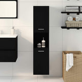 Bathroom Cabinet Black Oak 30 x 30 x 130 cm Engineered Wood 862532