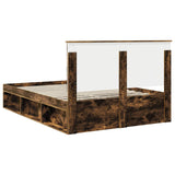 Bed Frame Smoked Oak 140 x 190 cm Solid Pine Wood 3411014