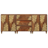 Bathroom Cabinet Set with Drawer 3 pcs Honey Brown and Gold 3310146