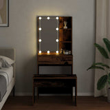 Dressing Table Set with LED Old Wood Engineered Wood 3329187