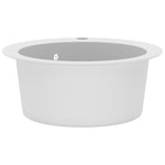 ZNTS Granite Kitchen Sink Single Basin Round White 144865