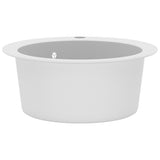 ZNTS Granite Kitchen Sink Single Basin Round White 144865
