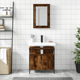 2 Piece Bathroom Furniture Set Smoked Oak Engineered Wood 3214777