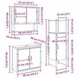 Bathroom Furniture Set with Door 3 pcs Brown 33 x 33 x 102.5 cm 3334368