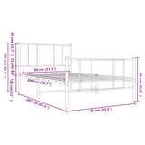 Metal Bed Frame without Mattress with Footboard White 80x200cm 352538